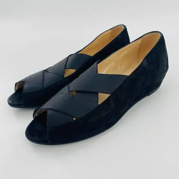Amalfi by Rangoni  Flats Loafers Suede Low Wedge Black Size 6