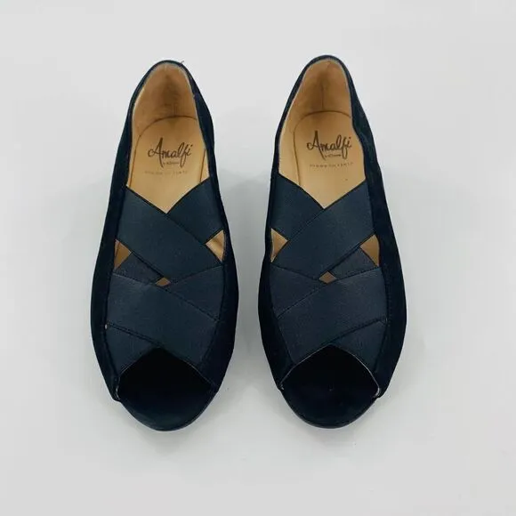 Amalfi by Rangoni  Flats Loafers Suede Low Wedge Black Size 6