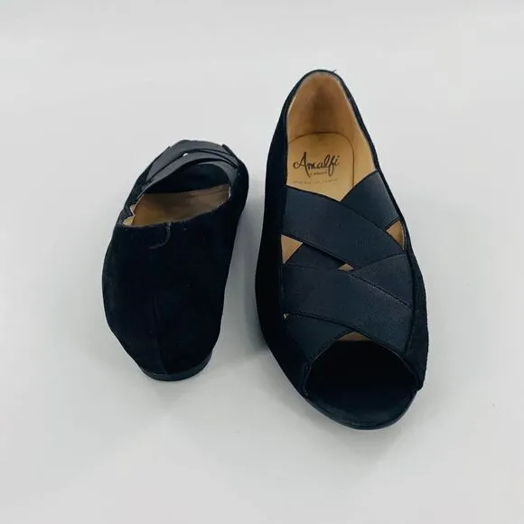Amalfi by Rangoni  Flats Loafers Suede Low Wedge Black Size 6