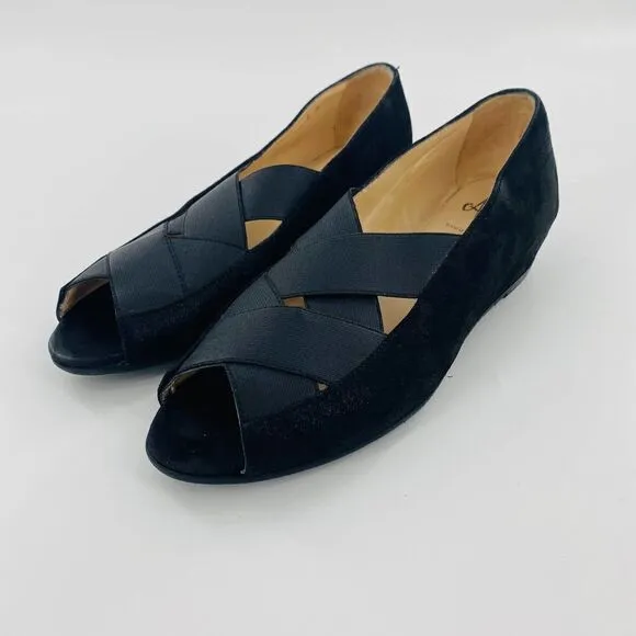 Amalfi by Rangoni  Flats Loafers Suede Low Wedge Black Size 6