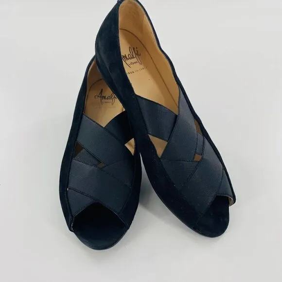 Amalfi by Rangoni  Flats Loafers Suede Low Wedge Black Size 6