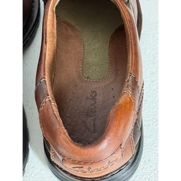 &quot;CLARKS&quot; Loafers Br Leather Escalade Slip On Mens SZ 9M Casual Round Toe Y2K