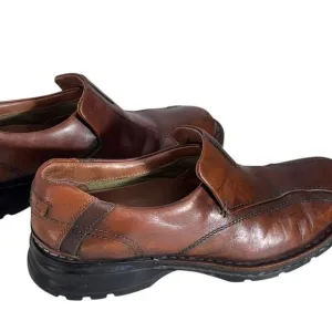 &quot;CLARKS&quot; Loafers Br Leather Escalade Slip On Mens SZ 9M Casual Round Toe Y2K