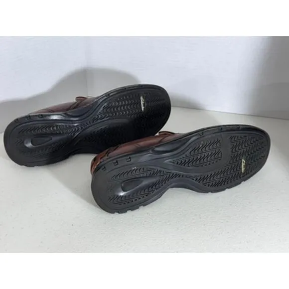&quot;CLARKS&quot; Loafers Br Leather Escalade Slip On Mens SZ 9M Casual Round Toe Y2K