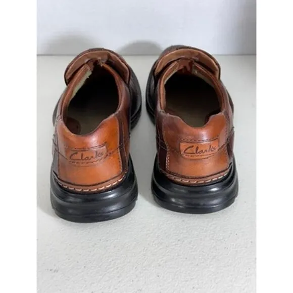 &quot;CLARKS&quot; Loafers Br Leather Escalade Slip On Mens SZ 9M Casual Round Toe Y2K