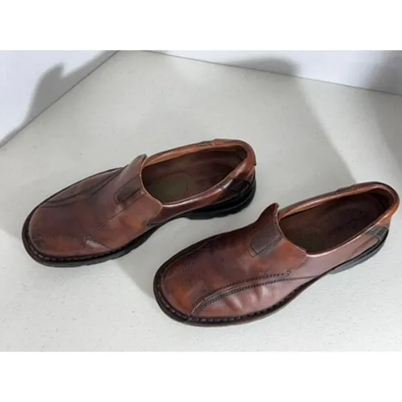 &quot;CLARKS&quot; Loafers Br Leather Escalade Slip On Mens SZ 9M Casual Round Toe Y2K