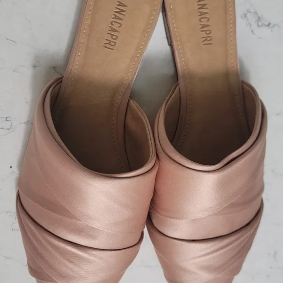 ANACAPRI silk satin wrap dusty pink  mule shoe made in Brasil size 9
