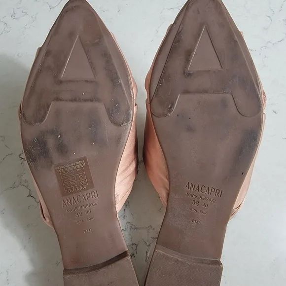 ANACAPRI silk satin wrap dusty pink  mule shoe made in Brasil size 9
