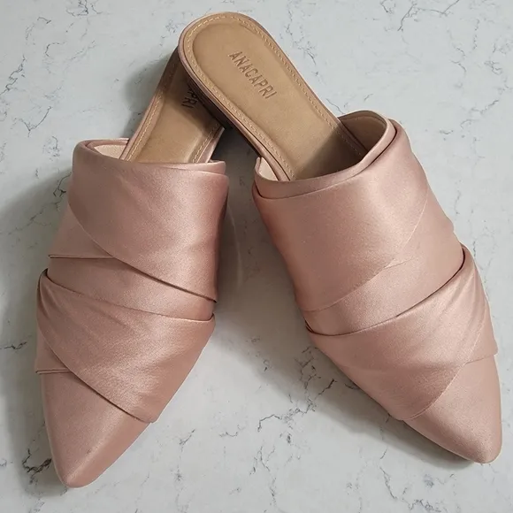 ANACAPRI silk satin wrap dusty pink  mule shoe made in Brasil size 9