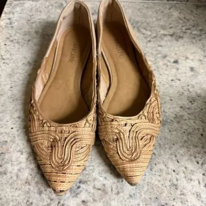 Anacapri rattan and leather pointed toe flats