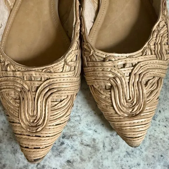 Anacapri rattan and leather pointed toe flats