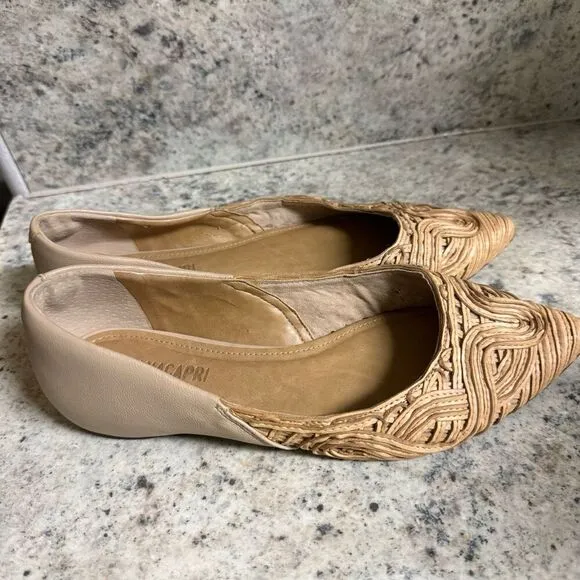 Anacapri rattan and leather pointed toe flats