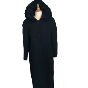 Andrea Marin 50%Wool over coat w/faux fur oversized hood and button closure