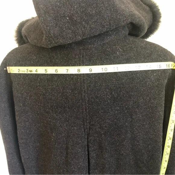 Andrea Marin 50%Wool over coat w/faux fur oversized hood and button closure