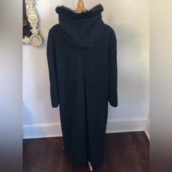 Andrea Marin 50%Wool over coat w/faux fur oversized hood and button closure