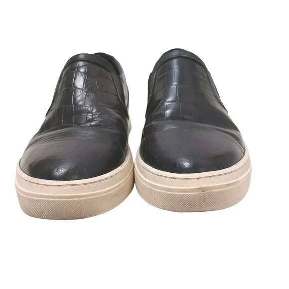 ANINE BING Leather LOAFERS Sz 38 Black CROC Embossed SLIP-ON Preppy Luxe Casual