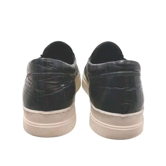 ANINE BING Leather LOAFERS Sz 38 Black CROC Embossed SLIP-ON Preppy Luxe Casual