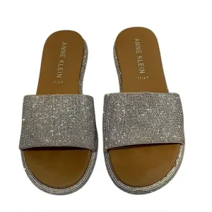 Anne Klein Amory Crystal Slides Sandals Size 7.5 Rhinestone