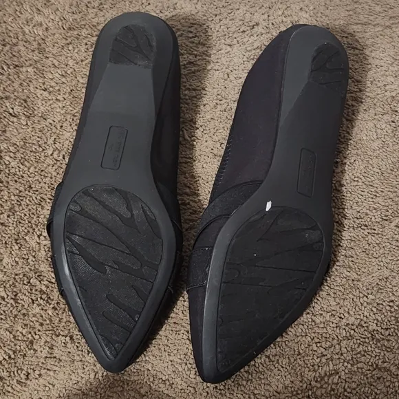 Anne Klein Iflex Black Flat Shoes Size 9 Womens Career Pointed Comfort