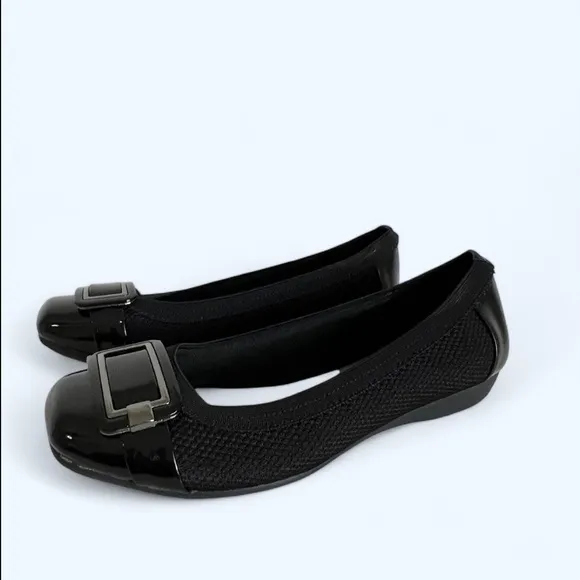 Anne Klein Ulivera Black Flats Slip On Comfortable Memory Foam SZ 6
