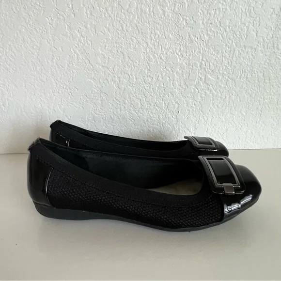 Anne Klein Ulivera Black Flats Slip On Comfortable Memory Foam SZ 6