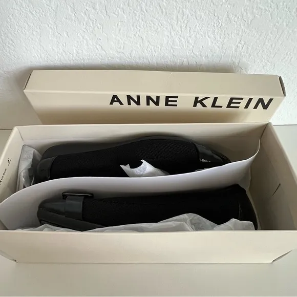 Anne Klein Ulivera Black Flats Slip On Comfortable Memory Foam SZ 6