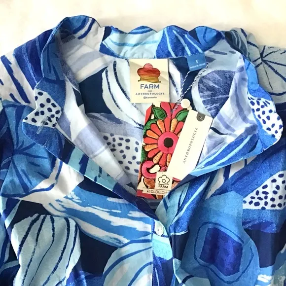 Anthropologie Farm Rio Dress Short Sleeve Printed NWT
