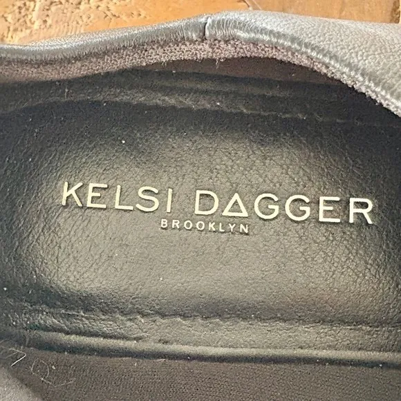 ANTHROPOLOGIE Kelsi Dagger Brooklyn Arianna Slip-On Leather Mules Black SZ 6.5