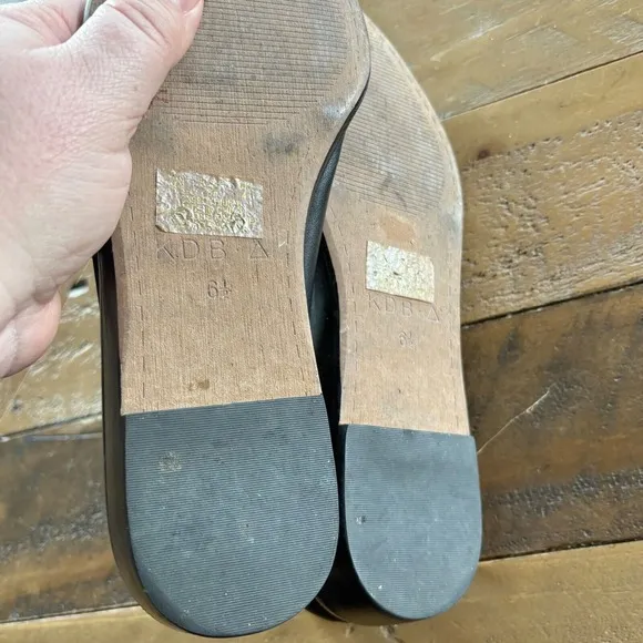 ANTHROPOLOGIE Kelsi Dagger Brooklyn Arianna Slip-On Leather Mules Black SZ 6.5
