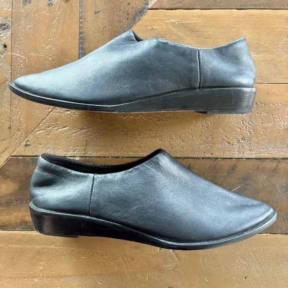 ANTHROPOLOGIE Kelsi Dagger Brooklyn Arianna Slip-On Leather Mules Black SZ 6.5