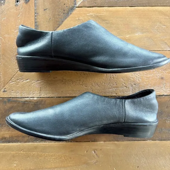 ANTHROPOLOGIE Kelsi Dagger Brooklyn Arianna Slip-On Leather Mules Black SZ 6.5