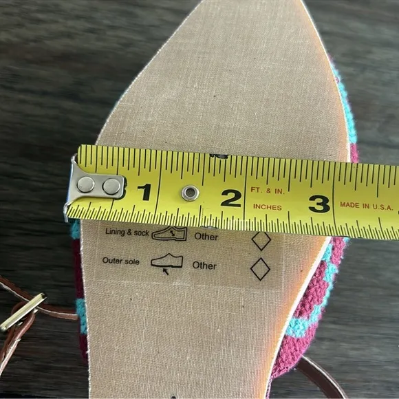 Anthropologie NWOB Turquoise Flats with Geometric Aztec Pattern Ankle Straps 7