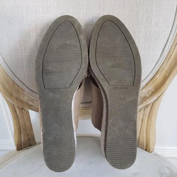 Anthropologie Paseart Tan Suede Cross Strap Ombre Wedge Espadrille Slides 10