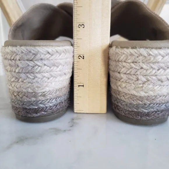 Anthropologie Paseart Tan Suede Cross Strap Ombre Wedge Espadrille Slides 10