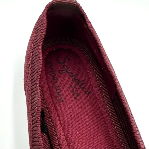 Anthropologie Seychelles Burgundy Scallop Comfort Flats