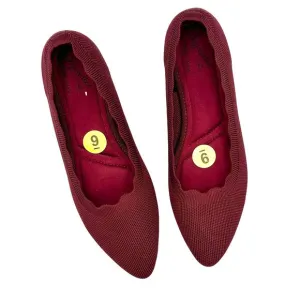 Anthropologie Seychelles Burgundy Scallop Comfort Flats