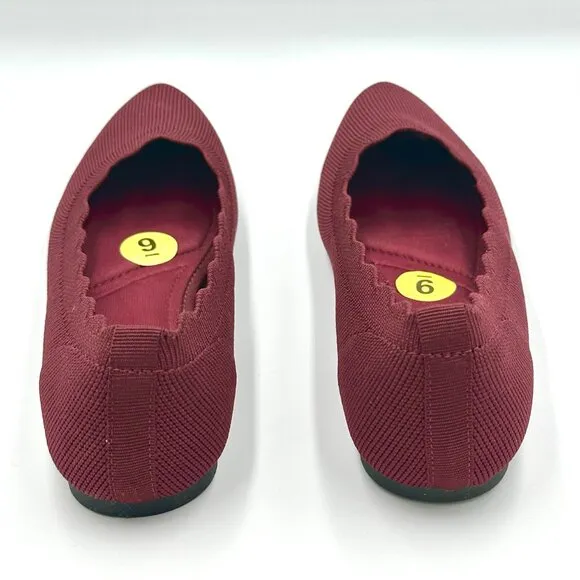Anthropologie Seychelles Burgundy Scallop Comfort Flats