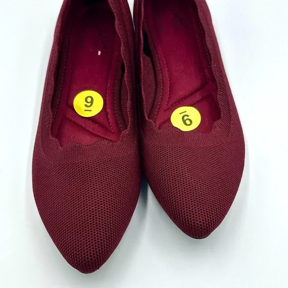 Anthropologie Seychelles Burgundy Scallop Comfort Flats