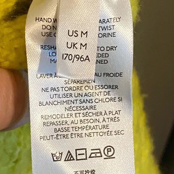 Anthropologie  yellow Lime Bia Mock Neck Tunic Sweater Alpaca blend Texture Knit