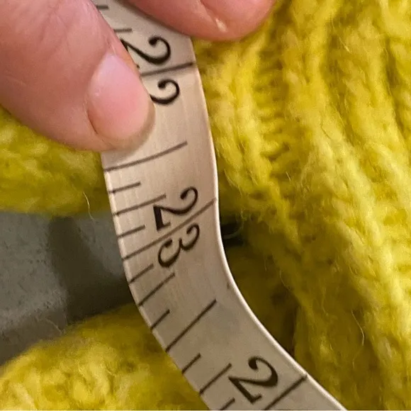 Anthropologie  yellow Lime Bia Mock Neck Tunic Sweater Alpaca blend Texture Knit