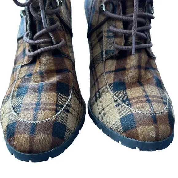 ANTONIO MELANI GRAYCIEE Plaid Calf Hair Leather Animal Print Color High Block He