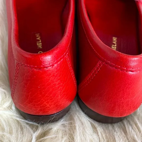 Antonio Melani Red Leather Loafers sz 8 Preppy Coastal Nautical Old Money Chic