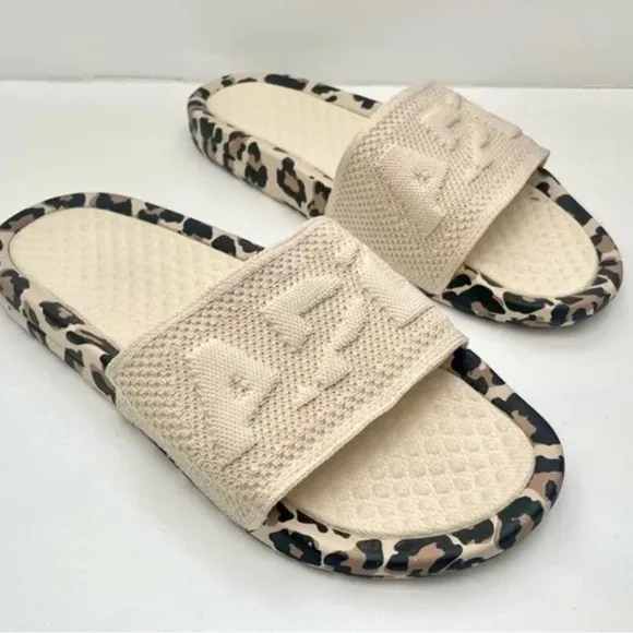 APL TechLoom Slides Cream Leopard Slide Sandals size 13