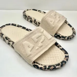 APL TechLoom Slides Cream Leopard Slide Sandals size 13