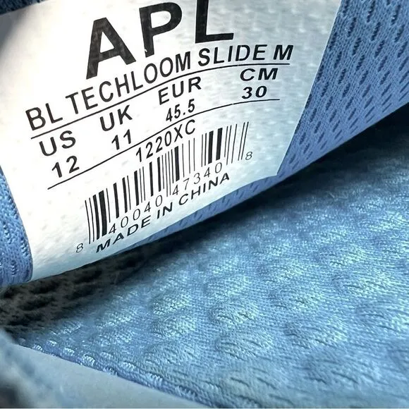 APL ATHLETIC PROPULSION LABS Techloom Slides Knit Blue Beach Shower Shoe Size 12