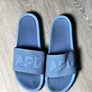 APL ATHLETIC PROPULSION LABS Techloom Slides Knit Blue Beach Shower Shoe Size 12