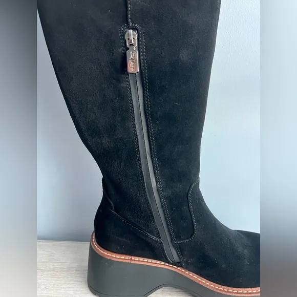 Aqua College Women's Waterproof Gina Platform Black Suede Boots Size 7.5
