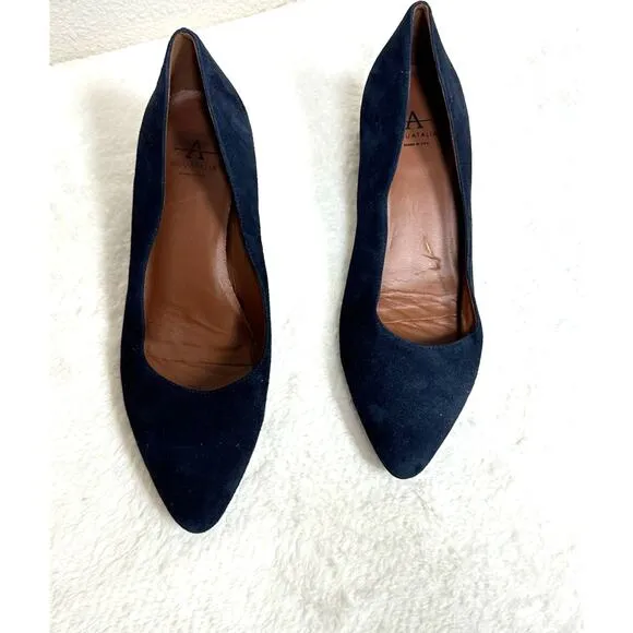 Aquatalia - Ballet Flats - Blue Suede Slip Ons - Comfort - Size 6.5