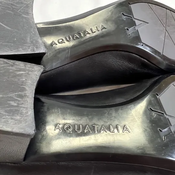Aquatalia Black Genuine Leather Flats Pointed Toe Classic low heel 9.5