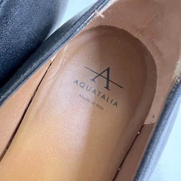 Aquatalia Black Genuine Leather Flats Pointed Toe Classic low heel 9.5